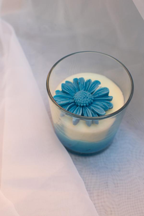 Свеча в стакане с декором цветок 250мл